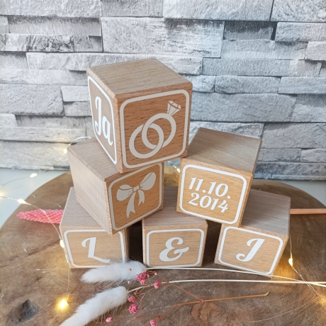 Holzwürfel Buchstaben, Hochzeitstischdeko, Hochzeitsgeschenke