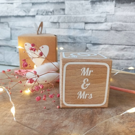 Hochzeitsgeschenke aus Holz, Buchstabenwürfel, Hochzeitstischdeko