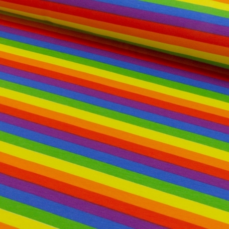 Baumwoll Jersey Stoff Druck - Regenbogenstreifen bunt/multicolor (schmal)