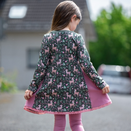 Reststücke: Baumwolljersey Stoff Druck - Kleines Reh | KATINOH; 1,3m + 1,0m