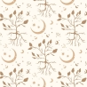 Baumwolljersey Stoff Boho - Blätter Baum und Mond - Leaves Tree & Moon - by Jessy Sewing, hell