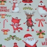 Deko Canvas naturfarben Vorfreude (Xmasparty / Weihnachtsfeier) mit Rentieren, Füchsen, Eisbären, Schneemännern und Weihnachtsmännern