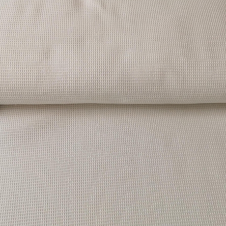Waffelpique uni, weiß - 100% Baumwoll Stoff - kleine Karos