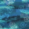 Baumwolljersey digital Druck Maja mit dezenten Blumen auf petrolfarbenem Hintergrund