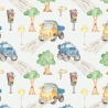 Baumwolljersey Druck Straßenverkehr mit Lastern, Autos und Ampeln, auf weißem Hintergrund | Fräulein von Julie