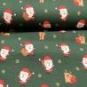 Reststück: grün roter Sweat Stoff Weihnachten Rentier Geschenke Weihnachtsmann; ca. 0,5m
