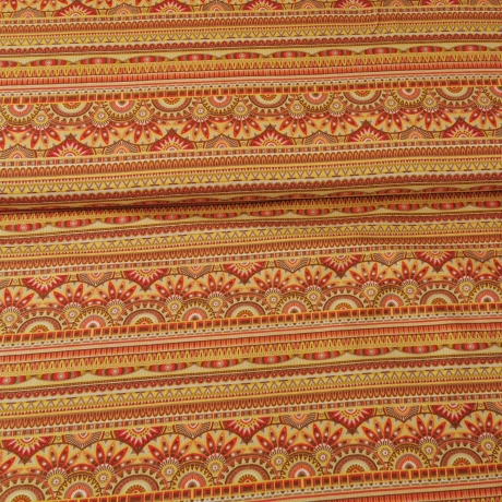 Baumwoll Jersey Stoff Ethnic Tribal in Biskuit