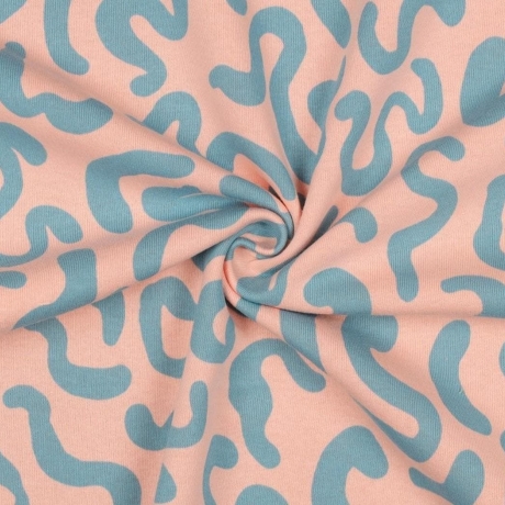 Sweatshirt Druck Stripes abstrakte Streifen in Petrol auf Peach