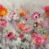 Viskosejersey Stoff Panel Blumenwiese rosa, orange, graustufen ca. 75cm lang