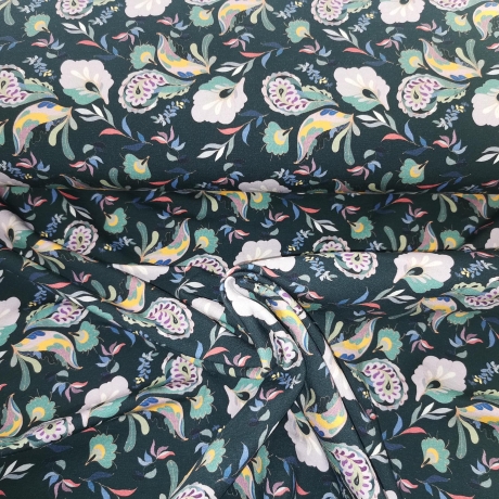French Terry Stoff Druck mit dunklem Paisley Muster | Fräulein von Julie
