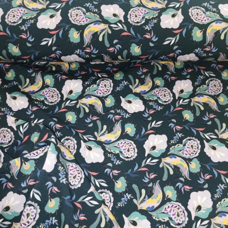 French Terry Stoff Druck mit dunklem Paisley Muster | Fräulein von Julie