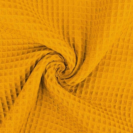 Waffelpique uni, ockergelb - 100% Baumwoll Stoff