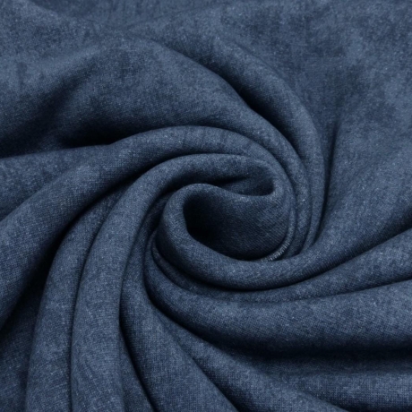 weicher & warmer Alpenfleece Stoff, uni melange marine blau
