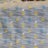 maritimer Baumwolljersey Druck grau gestreift mit gelben, blauen Ankern und  Möwen