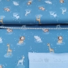 French Terry Stoff blau mit Giraffe, Löwe, Zebra, Nashorn und Elefant | Fräulein von Julie