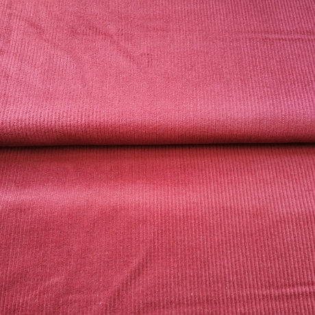 Washed Cord Stoff Stretch uni dunkel rot - Basic Stoffe