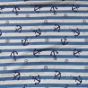 French Terry Stoff Druck Vintage blaue Anker, maritim blau/creme gestreift