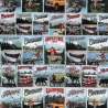 French Terry Stoff Druck Adventure Kacheln mit Comic Camping und Outdoor Motiven