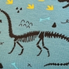Baumwolljersey Stoff Druck schwarze Dinosaurier Skelette auf hellblau