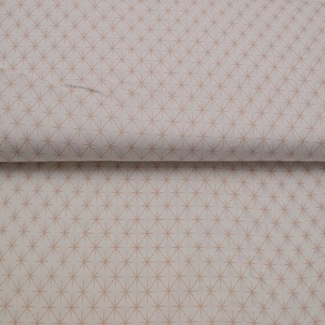 Reststücke: Baumwolldruck Stoff Rosegold – Sterne – Creme weiß; ca. 0,7m + 0,8m + 1,5m