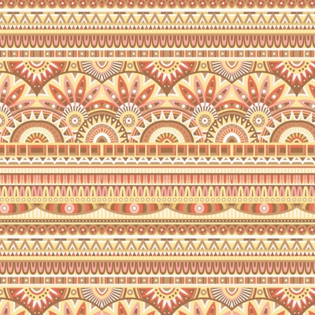 Baumwoll Jersey Stoff Ethnic Tribal in Biskuit