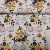 French Terry Stoff rosa farbenes Fahrrad und gelbe Blumen, weiß | Fräulein von Julie