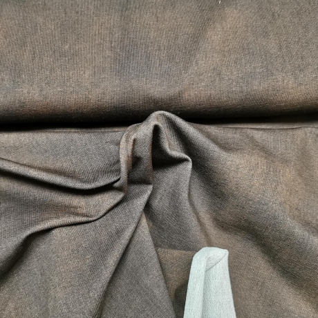 Reststück: French Terry Stoff dunkelbraun, Jeans Optik | Fräulein von Julie; ca. 0,3m