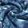 weicher & warmer Alpenfleece Stoff Grinsekatze melange marine blau