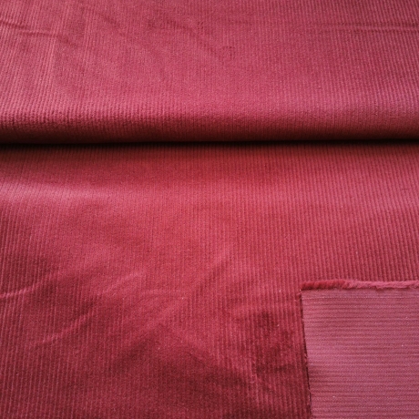 Washed Cord Stoff Stretch uni dunkel rot - Basic Stoffe