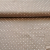 Baumwoll Musselin Stoff Blüte kleine weißen Blumen, taupe