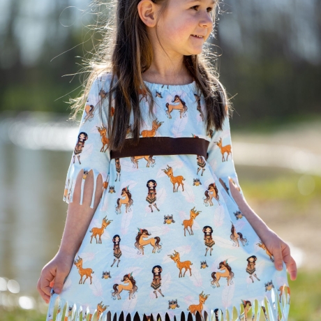 Jersey Stoff Sweet, wild & free Indianerin Pferd Reh Eule | KATINOH