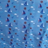 Baumwolljersey Druck Segelboote Anker und Herzen auf blauem Hintergrund