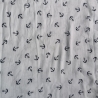 maritimer Musselin Stoff natur mit blauen Ankern - Urlaub am Meer - 100% Baumwolle