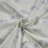 Jersey Stoff Dina Mammute / Elefanten mit Palmen blau weiß
