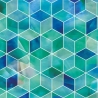 Baumwolljersey Stoff blau grüne Würfel - geometrisches Muster | Fräulein von Julie