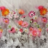 Viskosejersey Stoff Panel Blumenwiese rosa, orange, graustufen ca. 75cm lang