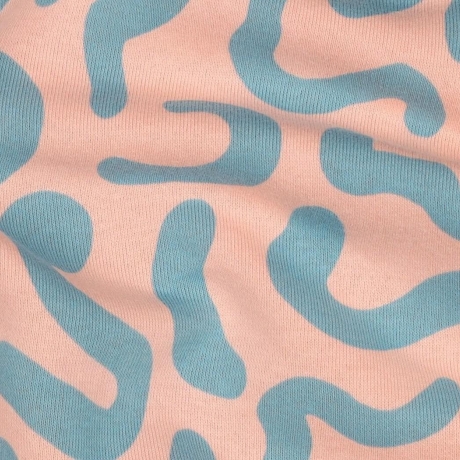 Sweatshirt Druck Stripes abstrakte Streifen in Petrol auf Peach