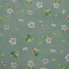 Baumwolljersey Stoff Dina Frühlingswiese mit rosa Blumen auf dunkelmintfarbenem Untergrund | Neue Kollektion 2024