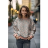 Sweatshirt Druck Stripes abstrakte Streifen in Petrol auf Peach