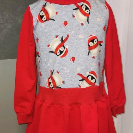 Handmade Kleid Weihnachten French Terry Pinguin in Gr. 104