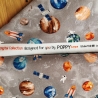 French-Terry Stoff Weltraum mit Raketen, Shuttles, Satelliten und Planeten auf grau | designed by POPPY Europe