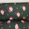 Reststück: grün roter Sweat Stoff Weihnachten Rentier Geschenke Weihnachtsmann; ca. 0,5m