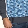 French Terry Stoff blau Würfel - geometrisches Muster | Deluxe Edition