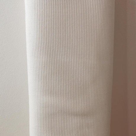 Waffelpique uni, weiß - 100% Baumwoll Stoff - kleine Karos