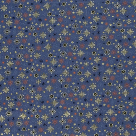Baumwollstoff Weihnachten Kelly dunkelblauer Untergrund bedruckt mit Sternchen und Eiskristallen