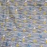 maritimer Baumwolljersey Druck grau gestreift mit gelben, blauen Ankern und  Möwen