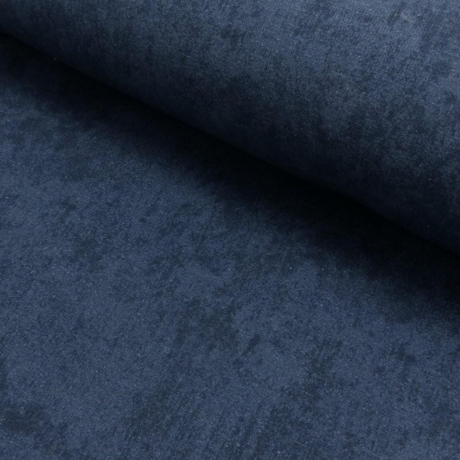 weicher & warmer Alpenfleece Stoff, uni melange marine blau