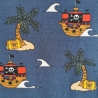 Baumwolljersey Druck Piratenschiff Insel marineblau