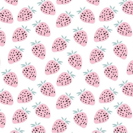 Waffeljersey Druck Stoff - rote Erdbeeren auf weiß | Fräulein von Julie