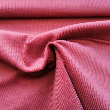Washed Cord Stoff Stretch uni dunkel rot - Basic Stoffe